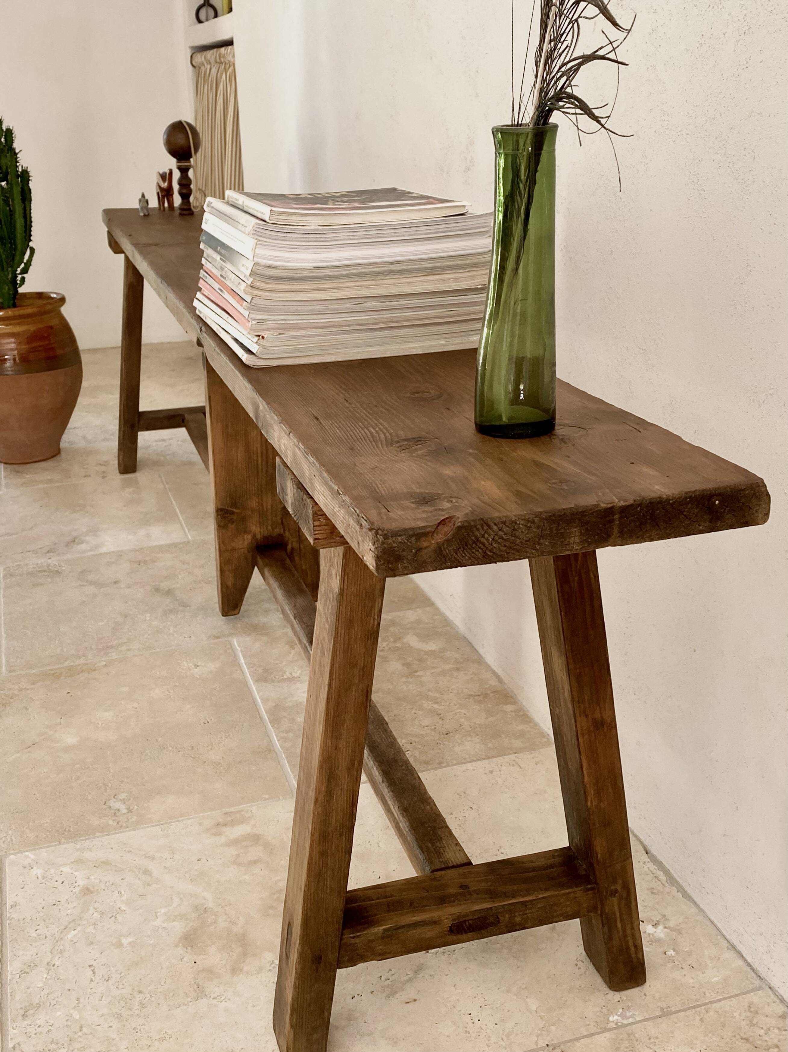 Antique farmhouse bench in solid wood – 19th century