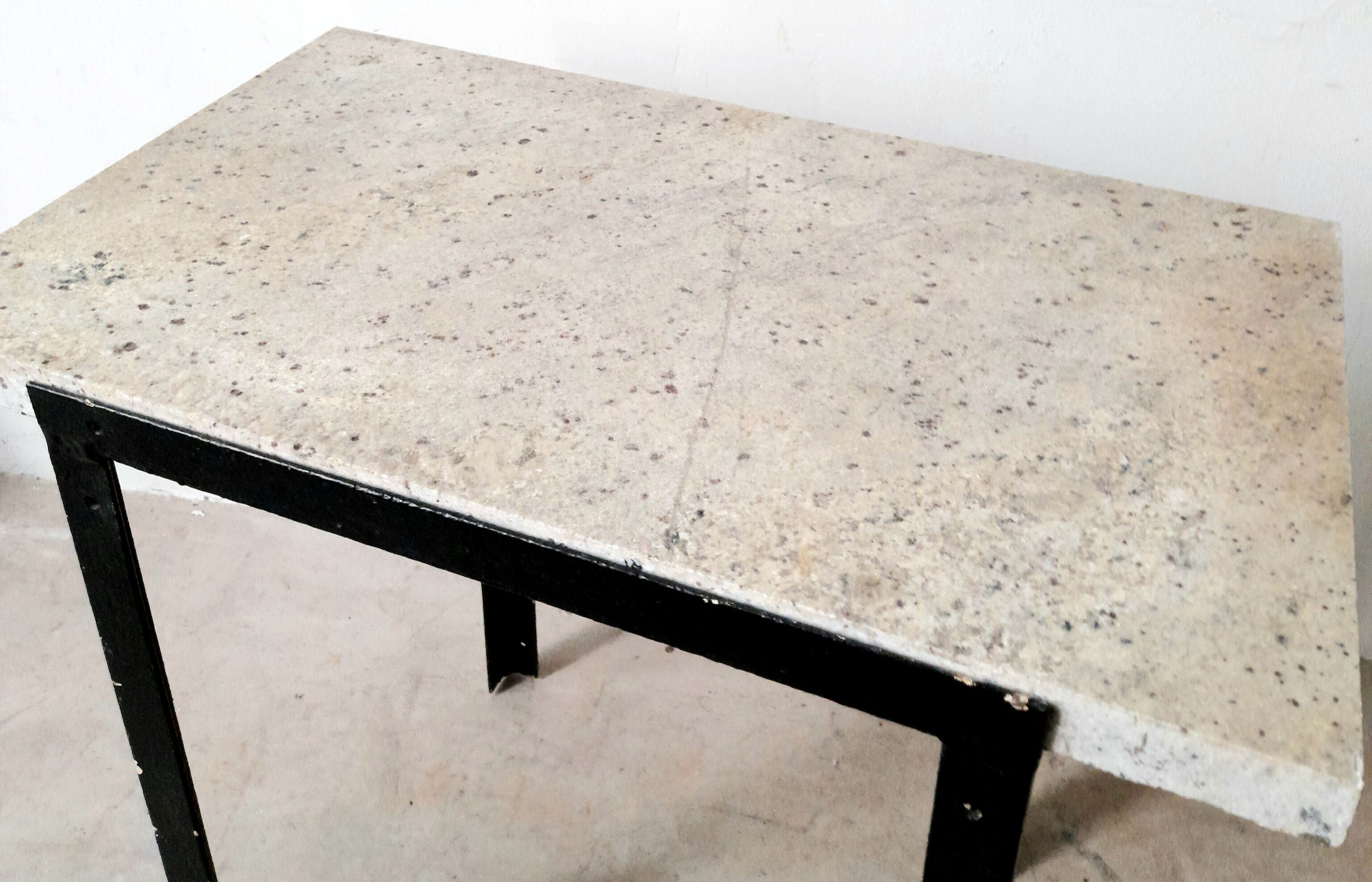 Side console table - Steel and marble - Vintage of the 50s