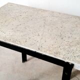 Side console table - Steel and marble - Vintage of the 50s