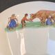Set of 5 faceted white earthenware bowls with a naive decor, antique