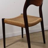 Scandinavian chair model 71 by Niels Otto Moller in teak and rope