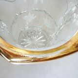 Champagne bucket in cut, engraved, thick crystal, signed "cristal de Lorraine"