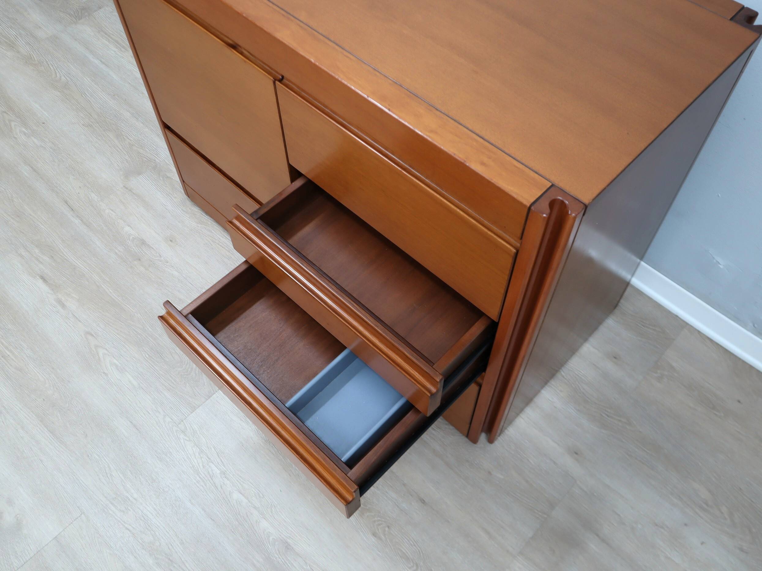 1970s Italian walnut Angelo Mangiarotti 4D series cabinet bar