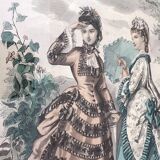 Impression d’illustration Anais Toudouze, mode Français antique, France, impression d’art dans un cadre en bois