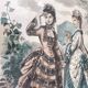 Anais Toudouze illustration print, antique French fashion , France, art print in wooden frame