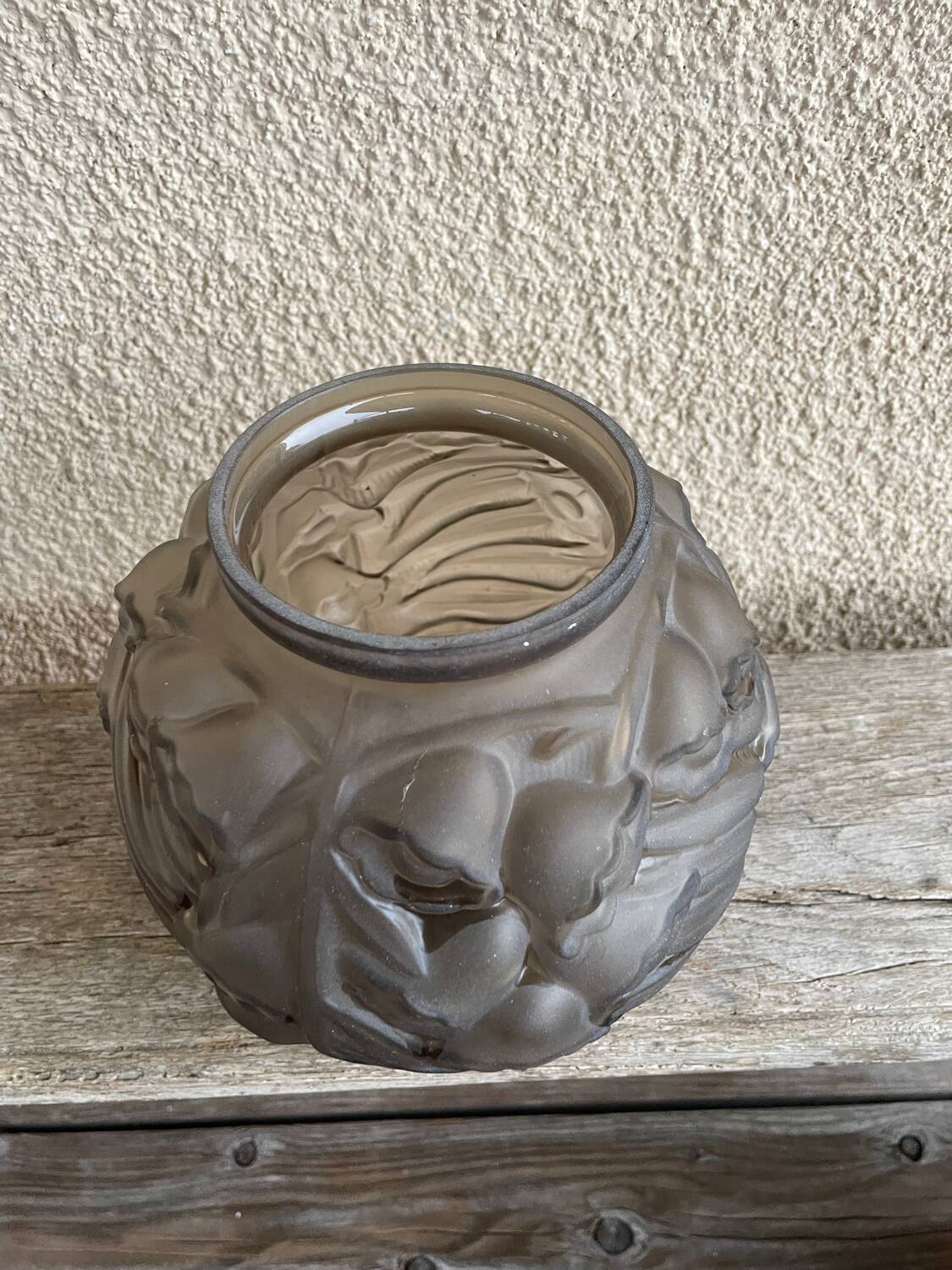 Art Deco frosted glass ball vase.