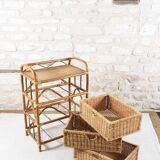 Wicker and rattan chest of drawers with 3 drawers