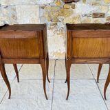 Pair of Louis XV style bedside tables in oak