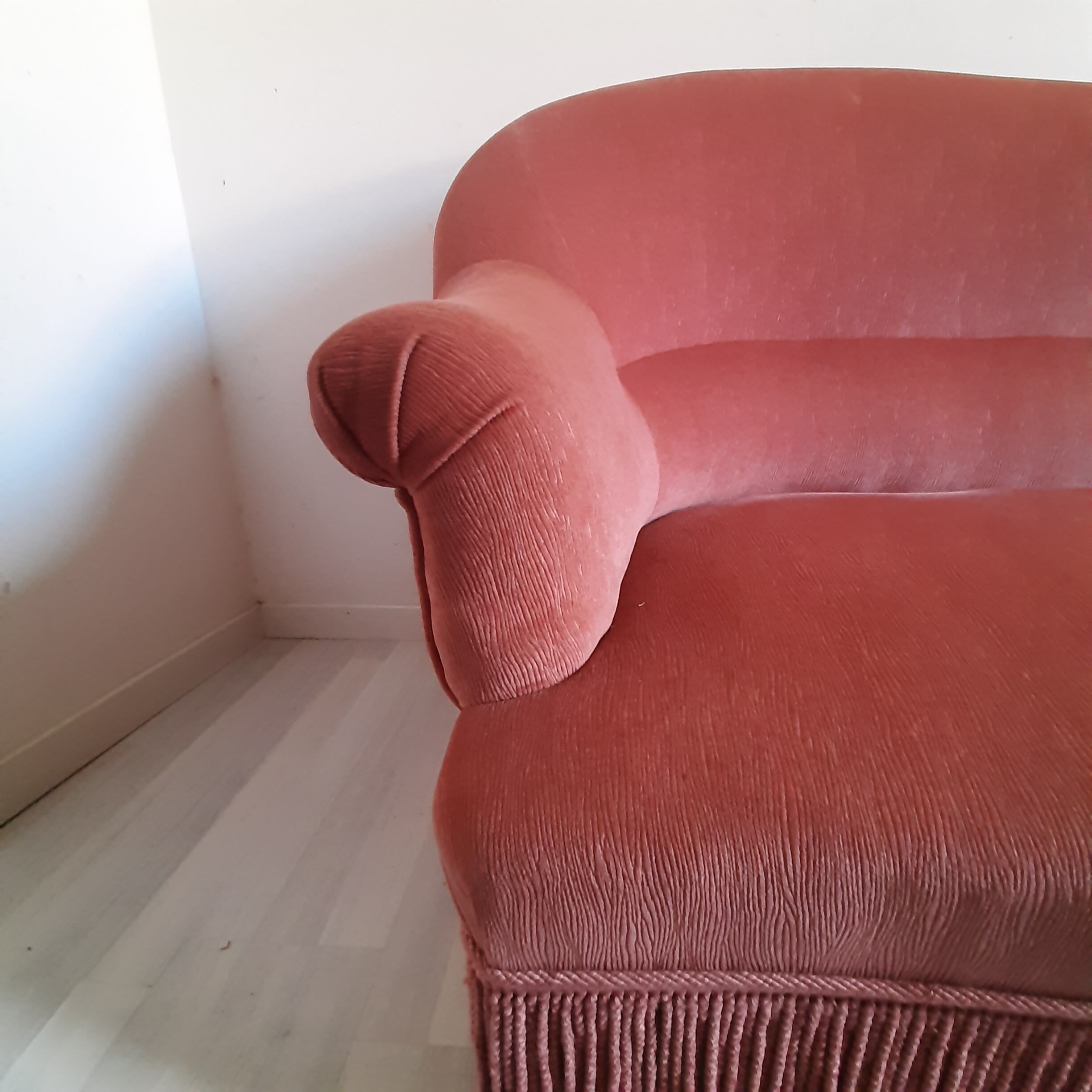 Sofa bench velvet peach