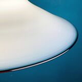 Vintage white Murano glass pendant lamp, Italy, 1970s.