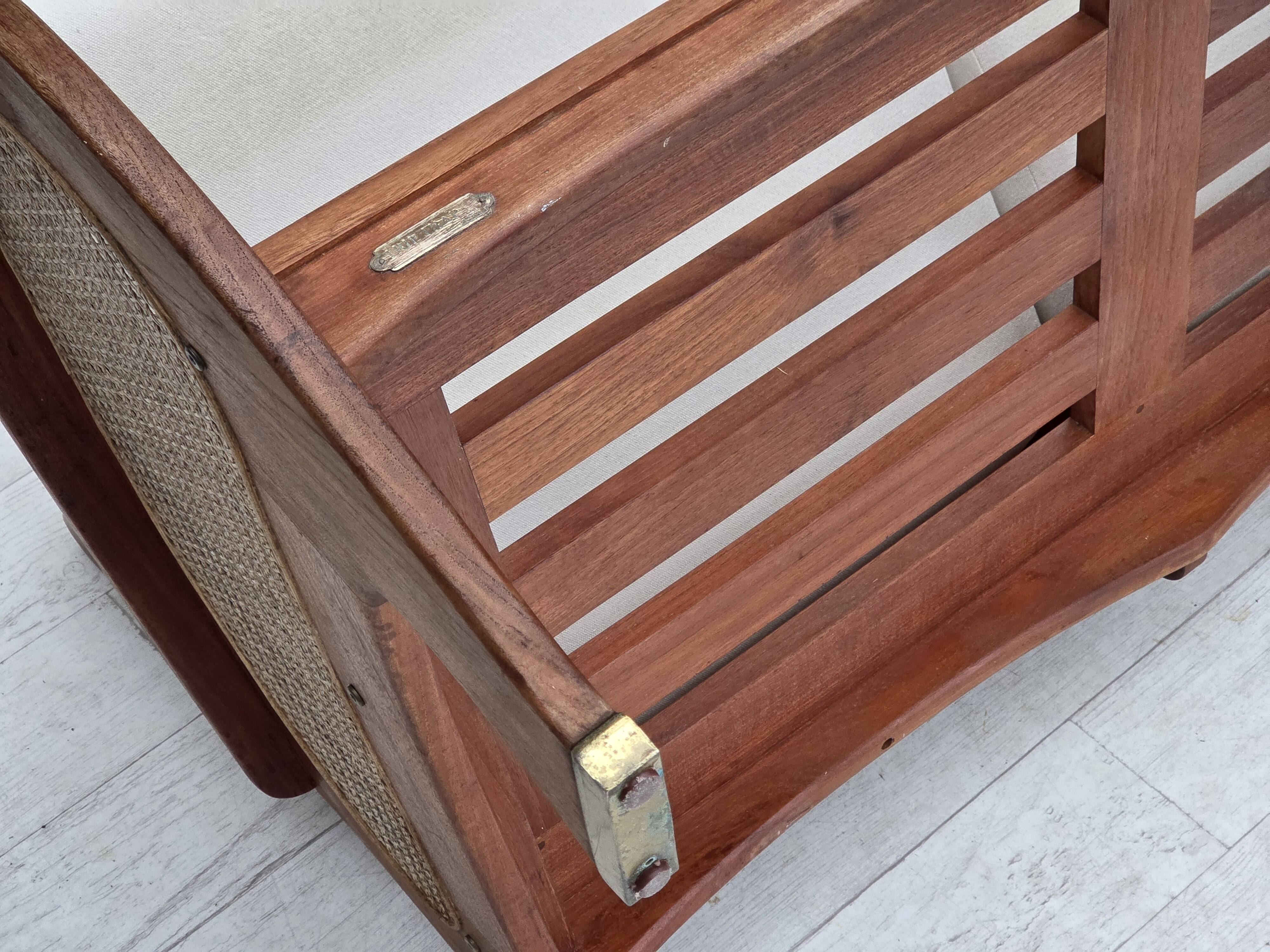 1970s, Danish 2-seater sofa by Klaus Wettergren, cotton fabric, teak wood.