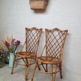 Paire de chaises en rotin par Louis Sognot