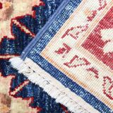 Blue Floral Hand-Knotted Runner, Traditional Wool Hallway Stair Rug 78x386