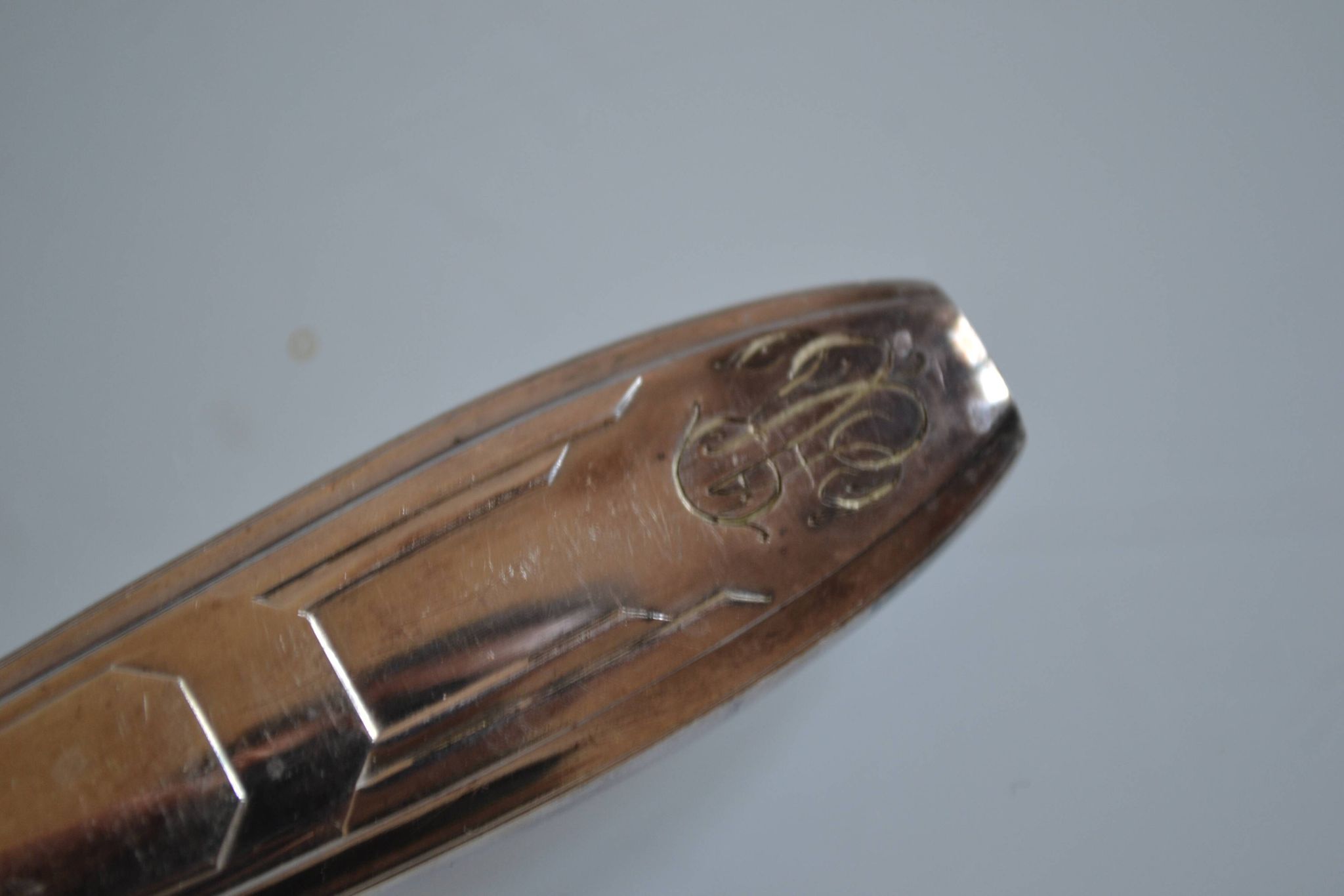 12 art deco table knives silver metal 25 cm monogram AR