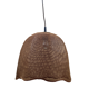 Rattan wicker webbing beehive pedant hanging lamp with brass, Dutch 1960s