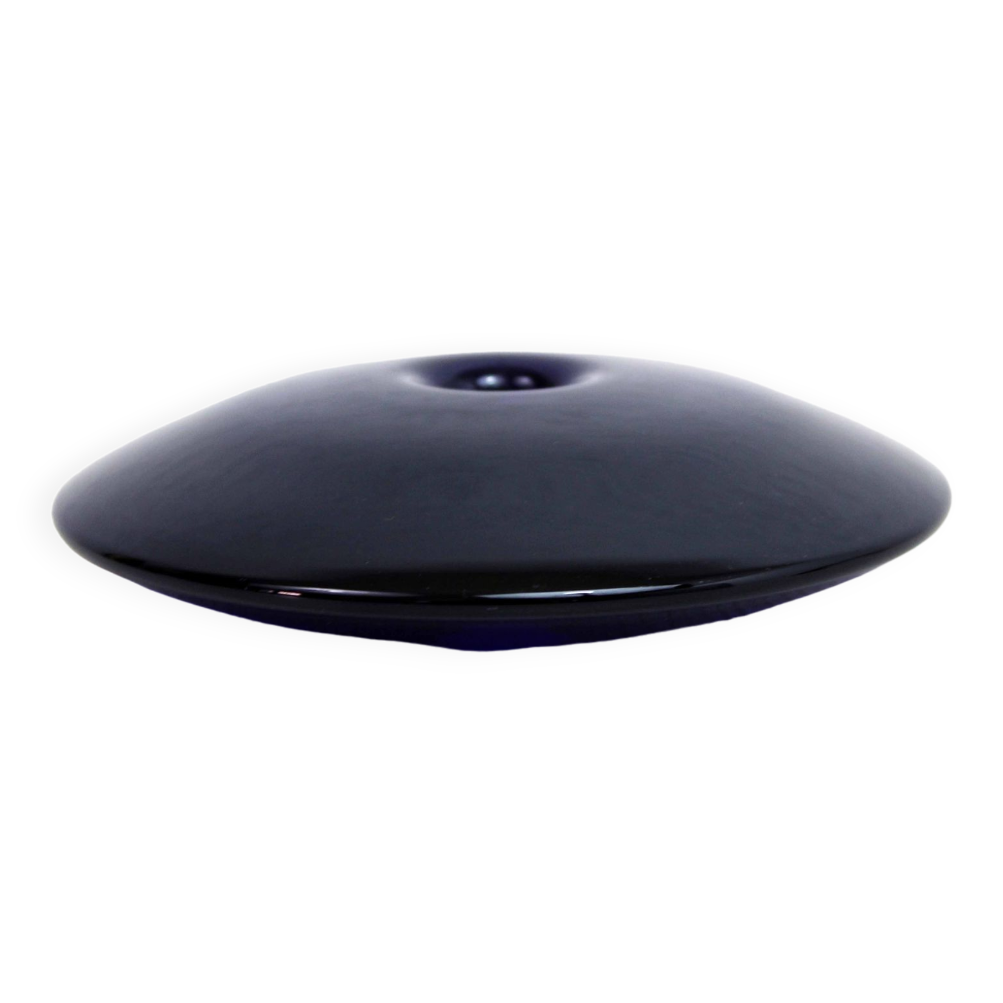 Blue glass saucer candle holder