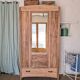 Bonnetière parisienne ancienne avec miroir en bois brut restauré