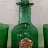 Set of 8 Dubonnet water glasses, vintage Louis d'or piece and bottle