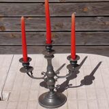 Pewter candlestick 3 branches