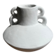 Artisanal terracotta vase painted white with double handles H:16 D:20