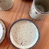 Set of 4 cups and 4 stoneware sub-cups of rockery