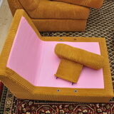 Yellow corduroy modular sofa, 1970s, set of 6
