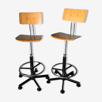 Pair of high workshop chairs