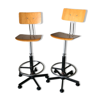 Pair of high workshop chairs