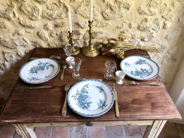 Antique wooden farmhouse table