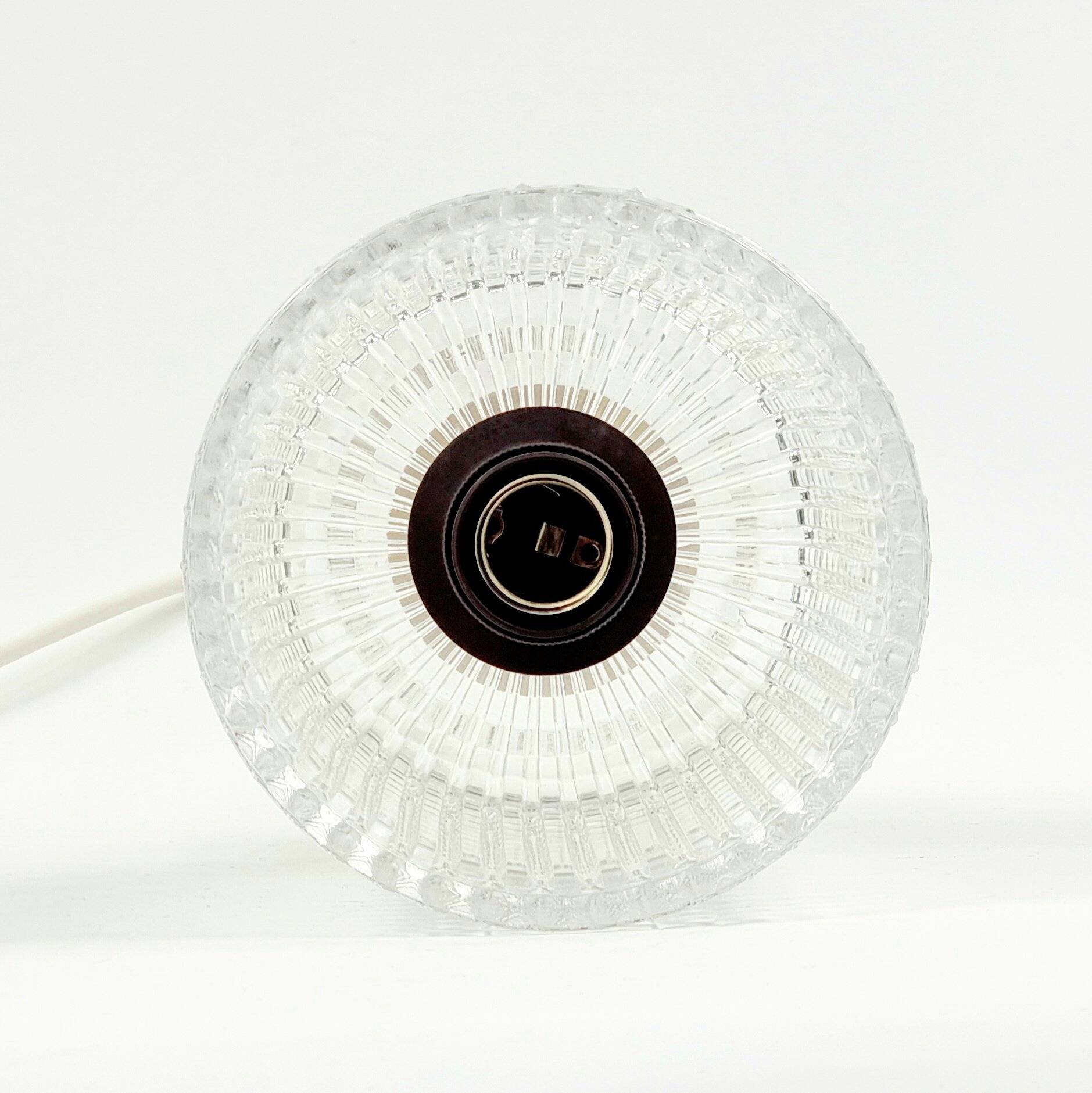 Mid-Century Scandinavian Brass & Crystal Glass Ceiling Lamp by C. Fagerlund