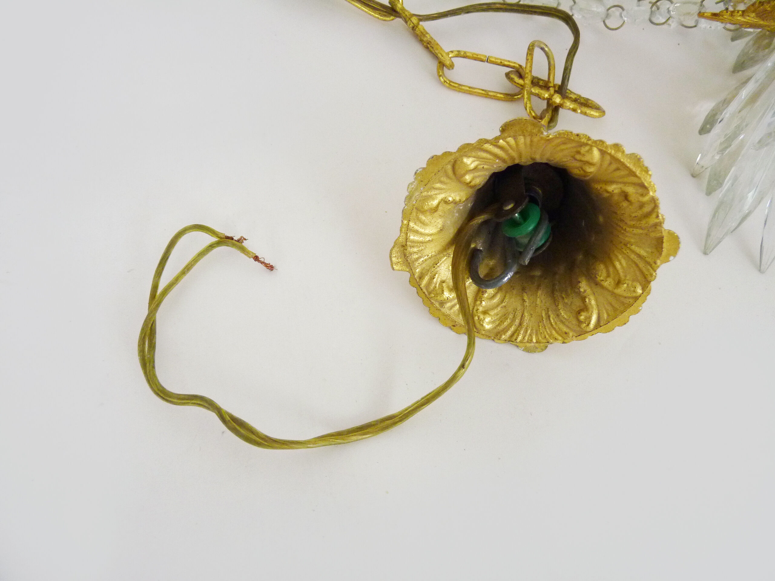 Old balloon chandelier with three floors, glass tassels. 50s 60s