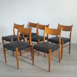 Set of 6 Scandinavian chairs teak 60s vintage