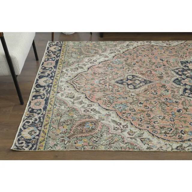 1970s Vintage Turkish Oushak Handmade Wool Cotton Pink Runner Rug 153x320