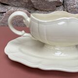 Digoin Sarreguemines ivory gravy boat with gadroons