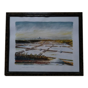 Aquarelle  marais salant