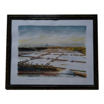 Watercolor " Salt marsh at dawn " . A. Dellis .