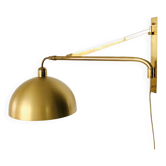 Telescopic and pivoting wall light in gold metal, Italy 1960s