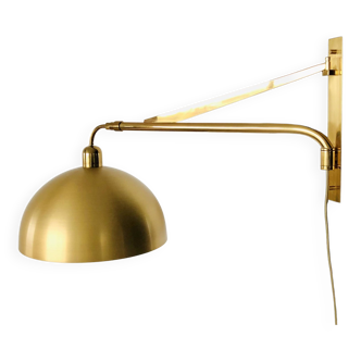 Telescopic and pivoting wall light in gold metal, Italy 1960s