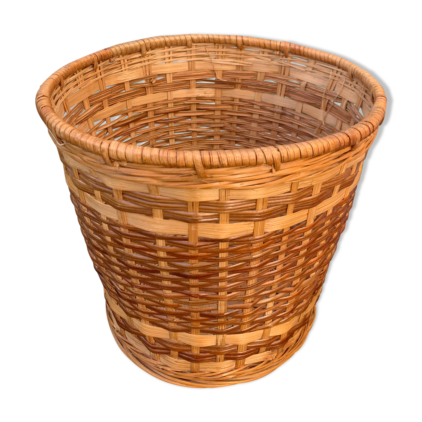 Vintage braided wicker pot cover
