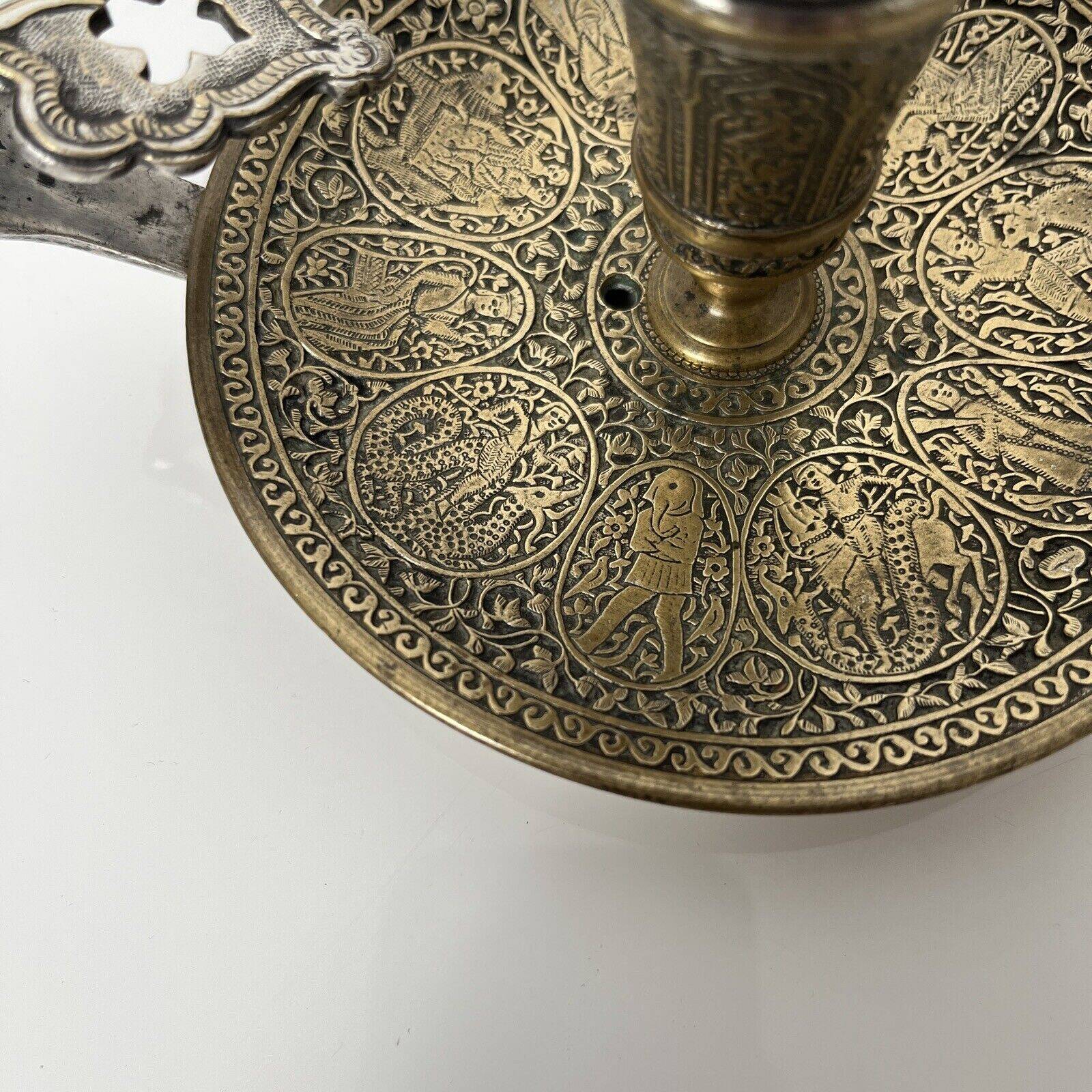 Bronze hand candlestick in the Persian Qajar style France late 19th century