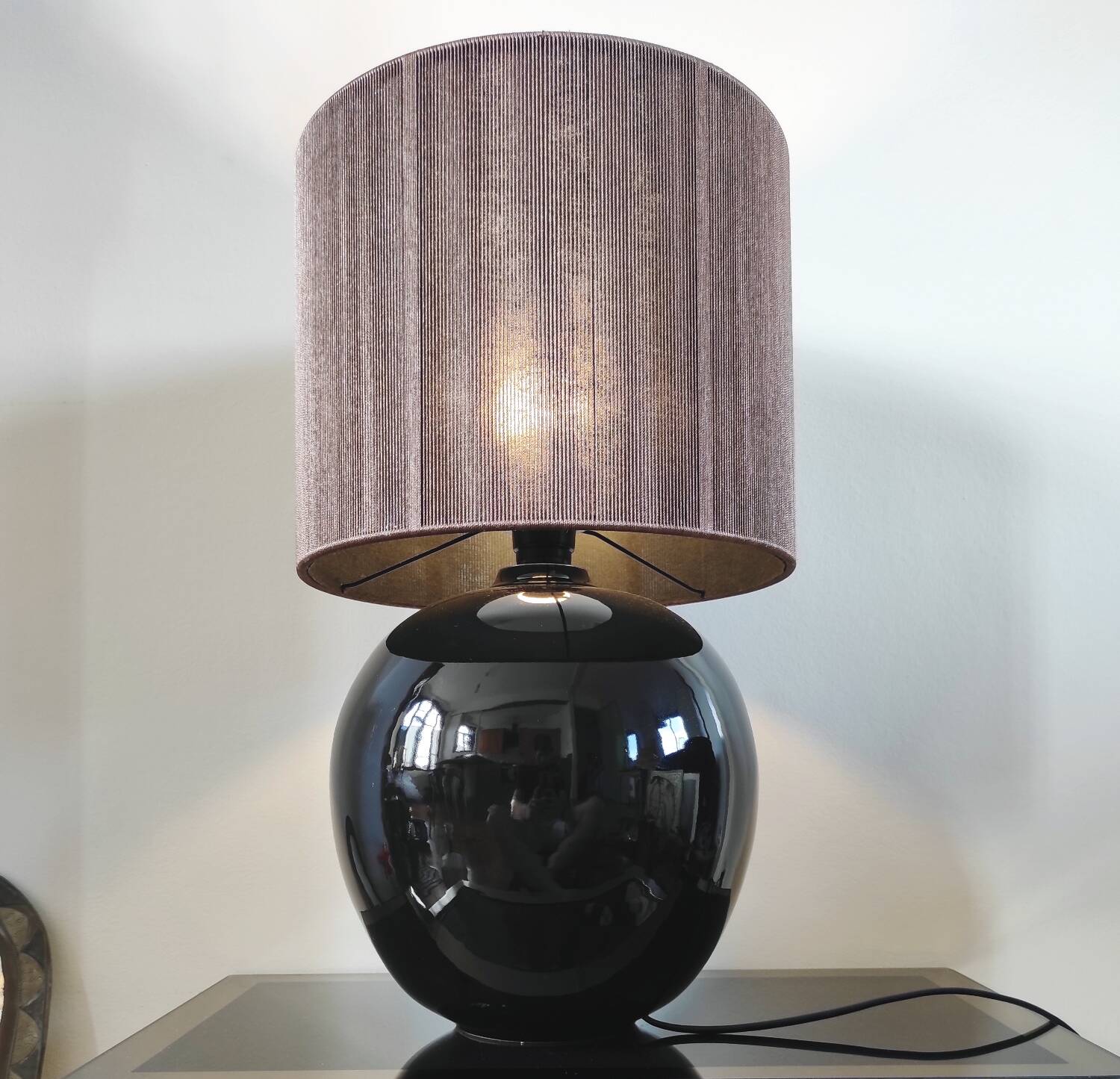 Vintage black ceramic globe lamp – Montgolfier Ceramics (Durta)