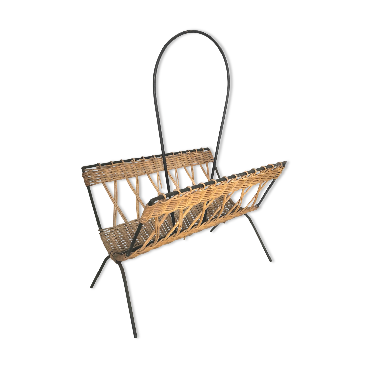 Vintage wicker and steel magazine door design 60s