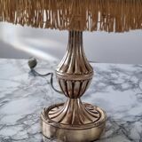 Brass lamp with vintage mother-of-pearl lampshade