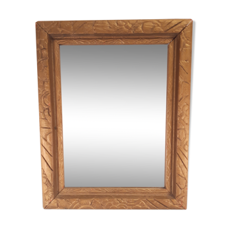 Rectangular mirror frame golden wood art deco flowers 1930