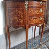 Commode demi-lune ancienne circa 1930 marqueterie