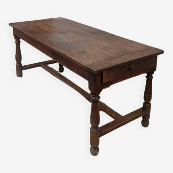 Rustic Burgundian farm table with 19th century spacer in solid oak - 1m65
