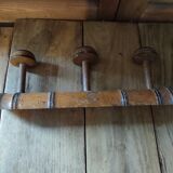 Coat rack wood 3 hooks patinated decoration
