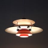 Louis Poulsen / Poul Henningsen “PH 5” pendant lamp / red / mid-century / Danish modern design / PH5