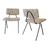 Pair of Pierre Guariche compass chairs, reupholstered