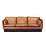 Vintage Scandinavian asymmetrical sofa, with brown leather